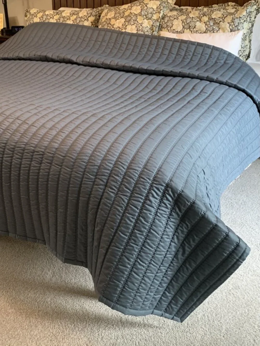 The Company Store King Sateen Coverlet Steel Blue NWOT